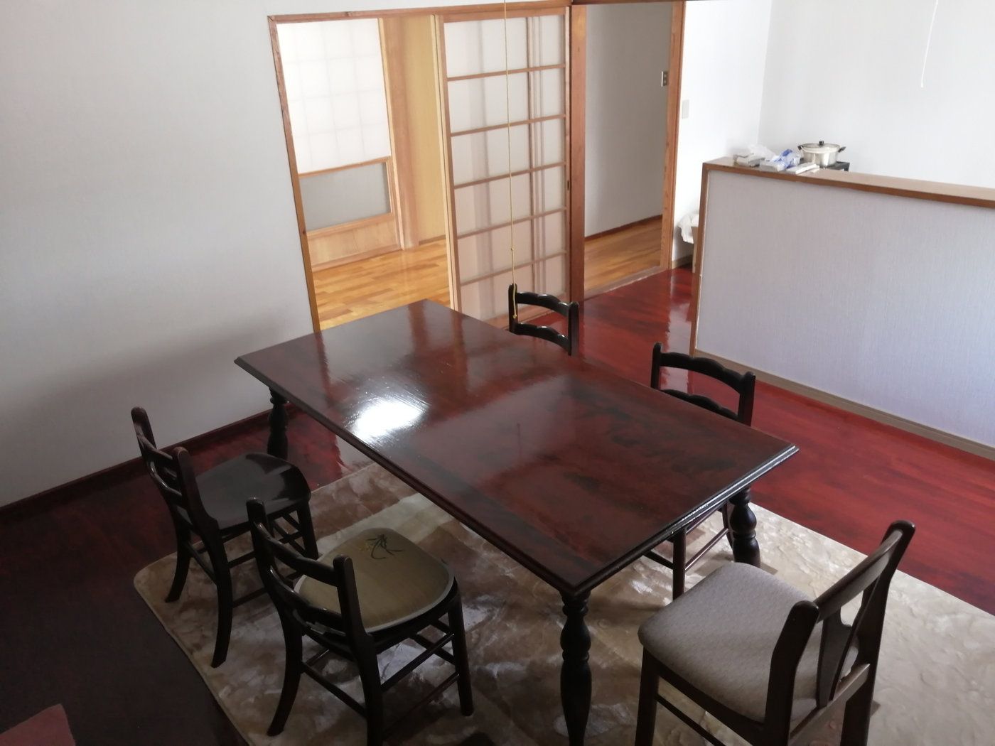 Dining room with wooden table